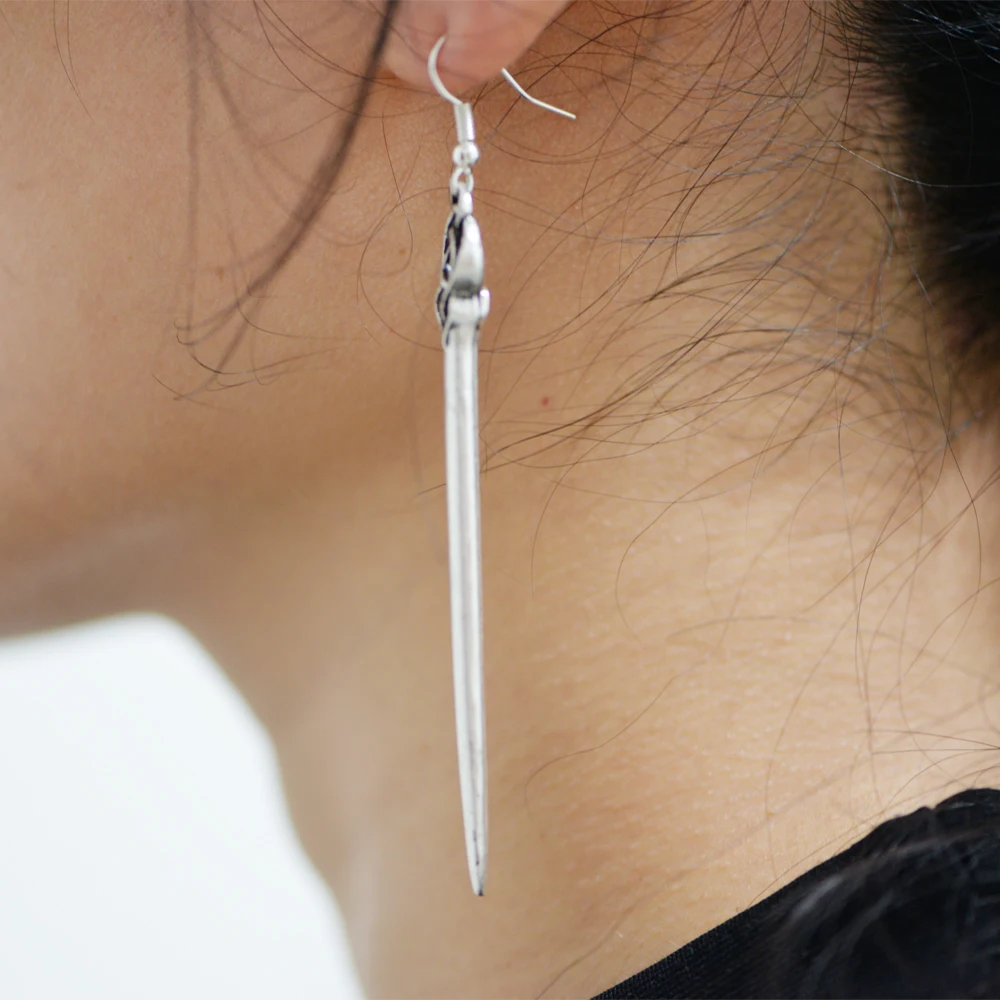 

LANGHONG 1pair Antique Silver Earring Norse Viking Earring Women Animal Jewelry Hairpin Earring