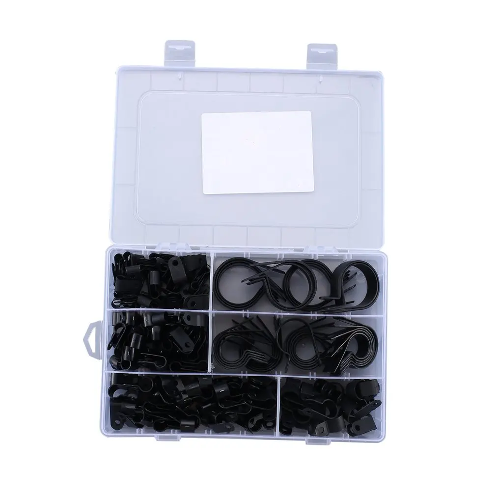 

200Pcs Wire Cable Clips Car Fastener Plastic Wire Clamp Hose Mount R Type Clamps Cable Cord Clip Car Accessories