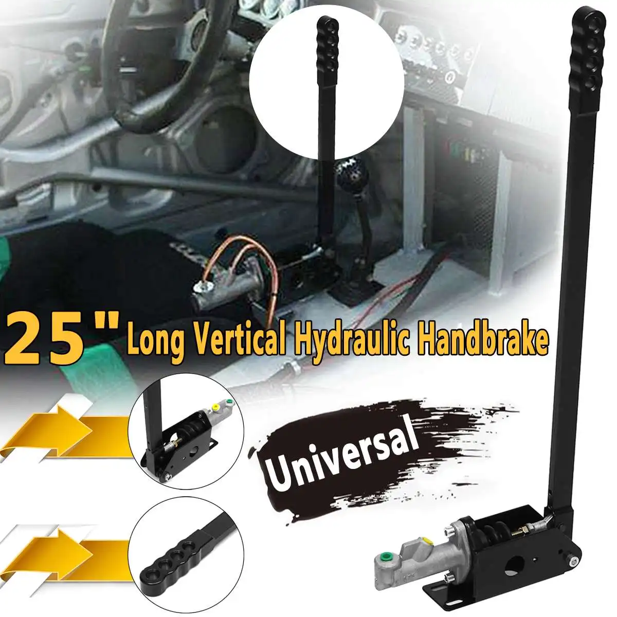 

25" Universal Long Vertical Hydraulic Handbrake Drift Hydro E-brake Racing Lever Gear Lock Aluminum Brake Parts