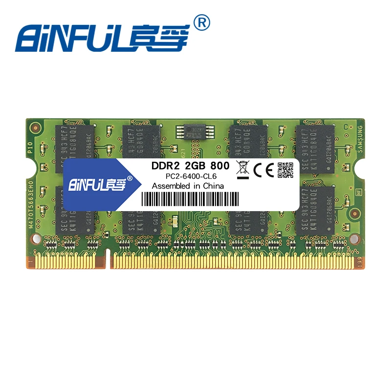 Binful DDR2 2 Гб 667 МГц/800 МГц 1 ГБ PC2-5300 PC2-6400 память для ноутбука оперативная память memoria notebook sodimm 1,8 в