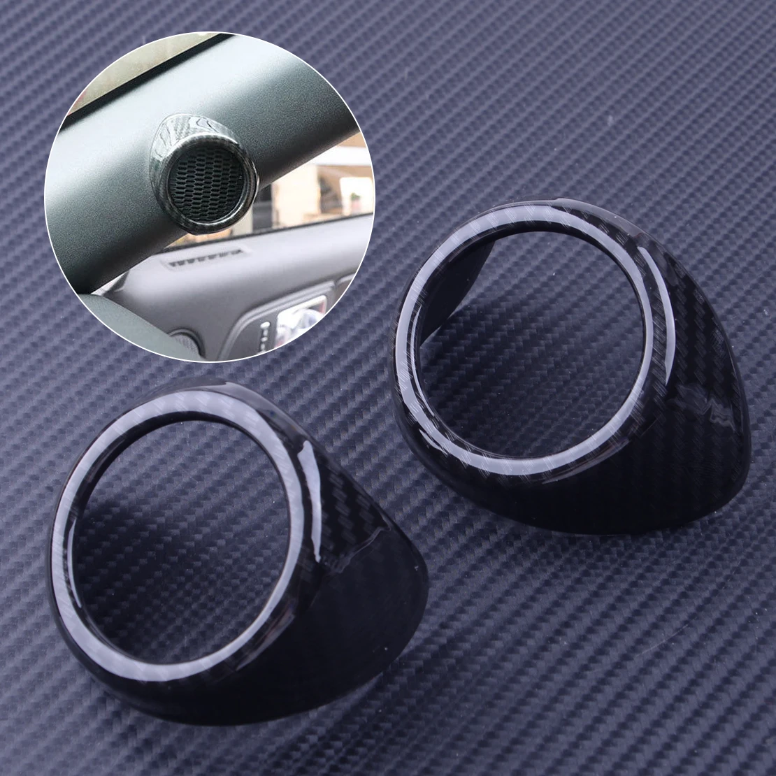 

DWCX 1 Pair Carbon Fiber A pillar Car Door Stereo Speaker Cover Trim Column Tweeter fit for Ford Mustang 2015 2016 2017 2018