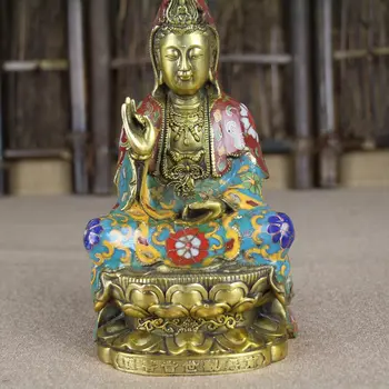 

Copper Cloisonne lotus flower Buddha, home decoration. Free Delivery