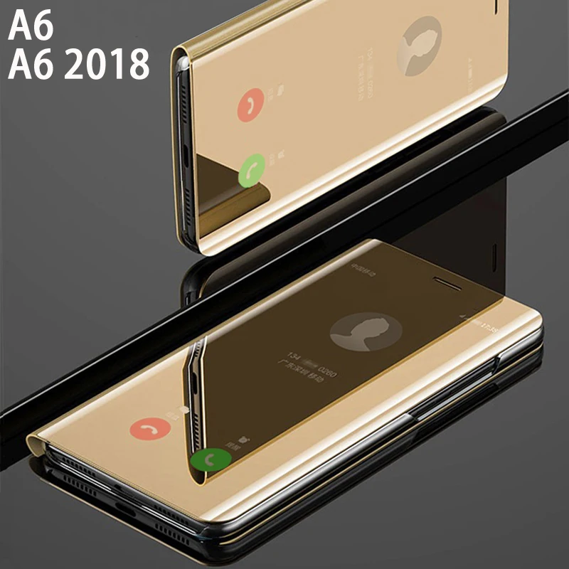 YonLinTan флип умный зеркальный чехол для телефона samsung galaxy A6 Plus 2018 A 6 A6Plus кожаный