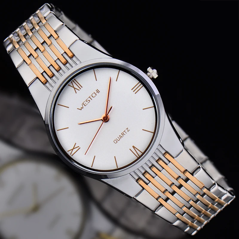 WHESTCHI watches men brand name new luxury watch diamond dial stainlee steel business quartz wristwatch relogio