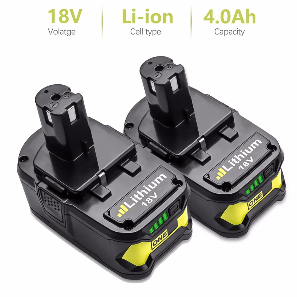 

2X 18V 4000mAh Rechargeable Li-ion Battery For Ryobi P108 RB18L40 Ryobi P108 RB18L40 P2000 P310 10cells L20