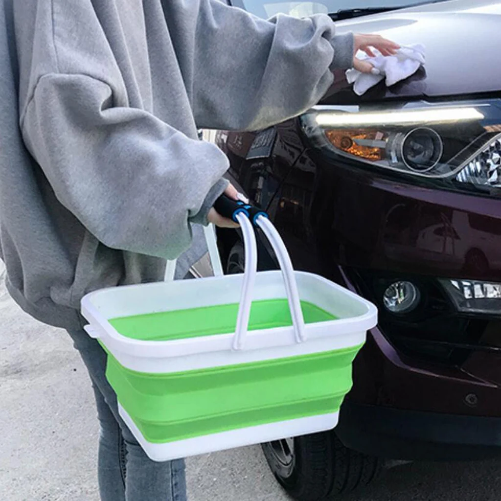 Portable Folding Silicone Square Bucket Cleaning Tools Laundry Basket Water Storage Basin Vegetable Fruits Basket Accessories