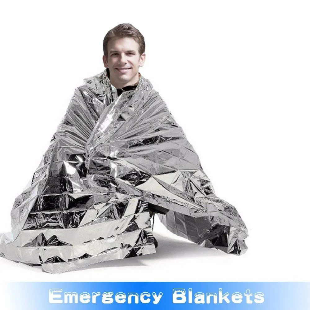 WEIWEITOE Waterproof Disposable Outdoor Military Survival Emergency Rescue Space Thermal Blanket First Aid Sliver Curtain,silver,