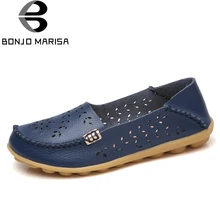 BONJOMARISA/Большие размеры 35-44; женские летние лоферы; Осенняя обувь на плоской подошве; женские Балетки без застежки; женские мокасины-лодочки