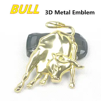 

Car Stickers Runing Bulls 3D Metal Emblem Auto Tuning Styling Gold 3M VHB TAPE Funny Creative Decals D10