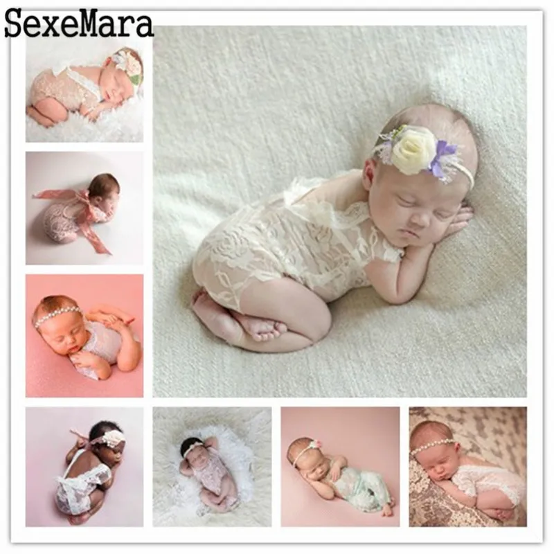 

girl New Born Photography Props Embroidery Lace Baby Romper Jumpsuit Newborn Photo Shoot Accessories Silk Infant Girl Costumes