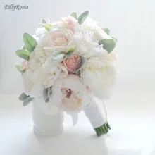 Цвета слоновой кости шелковые цветы пионы Свадебный букет розы для продажи Свадебный букет невесты держащий цветы украшение деревенский ручной работы