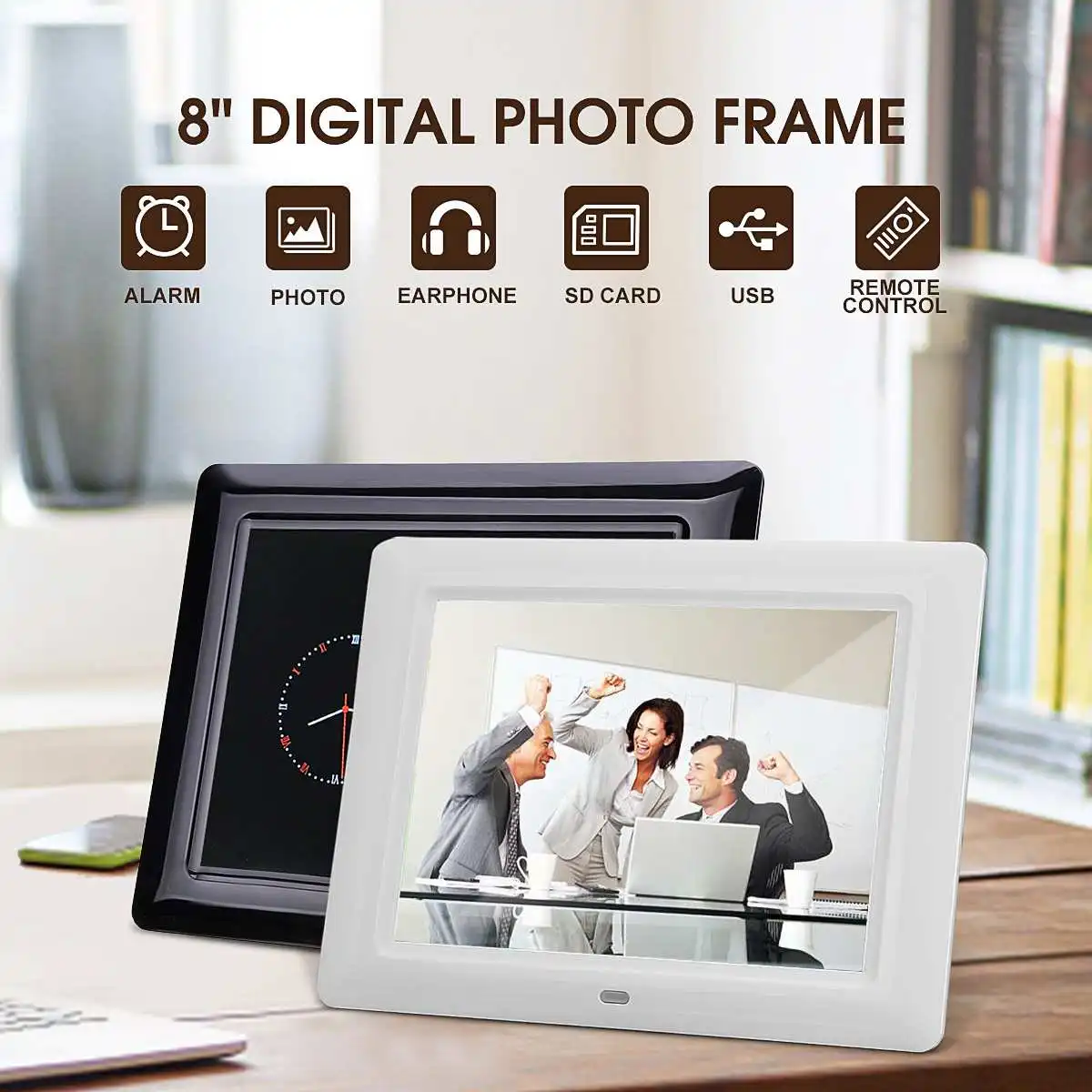 

8 Inch TFT-LCD HD Multi-functional Digital Photo Frame Clock MP4 Movie Player Electronic Album With Remote Control 217x173x23mm