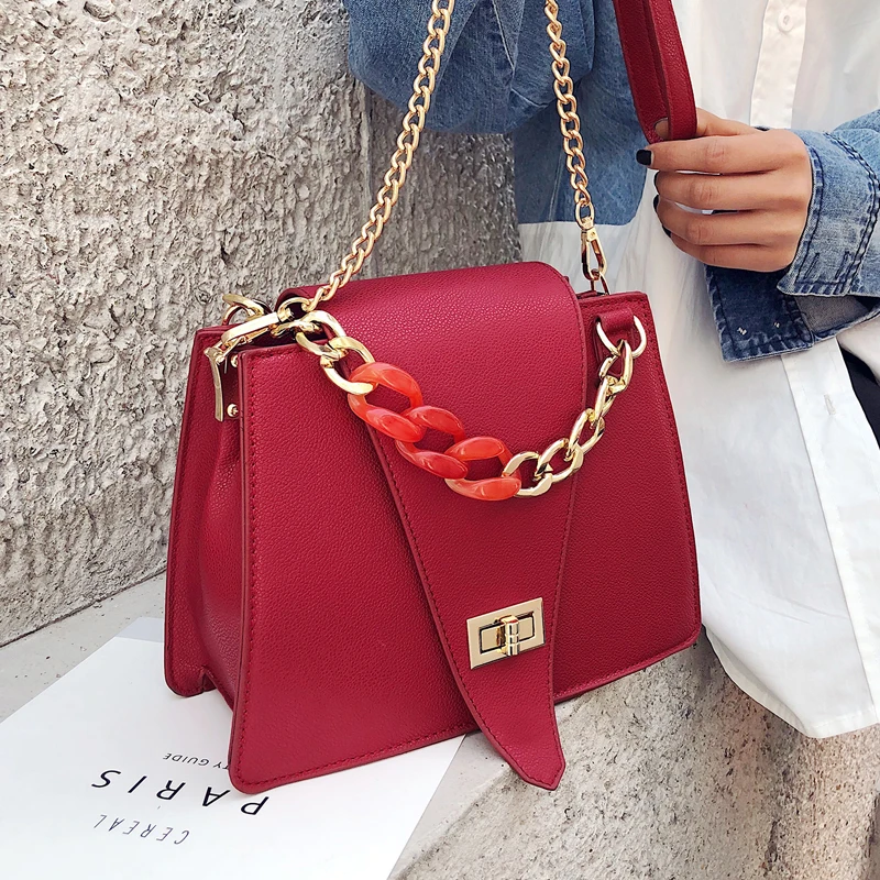 

2019 New Fashion Women bag PU Leather Chain Female Handbag Portable Women's Messenger Bag Ladies Shoulder Crossbody Bag 385