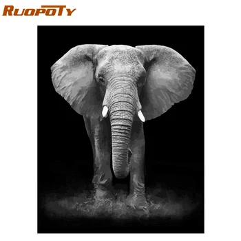 

RUOPOTY Frame Elephant Diy Painting By Numbers Handpainted Oil Painting Animals Calligraphy Painting For Living Room Home Decors