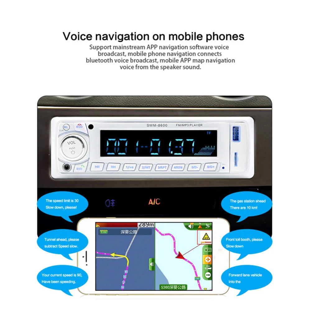 Podofo Car Radio 1 din In-dash Autoradio FMBluetoothSDUSBMP3 Multimedia Player Remote Control 12V 4-channel output Autoradio (5)