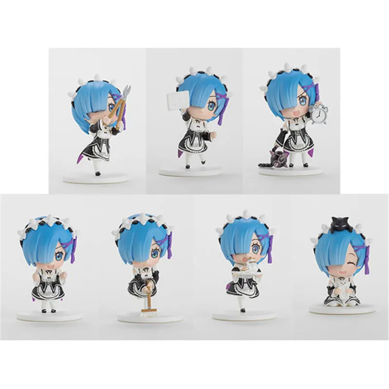 

Re Life In A Different World From Zero Action Figures Toys Servant Girl Rem Mini Figuras Doll Brinquedos Gift 5-8cm 7pcs/lot