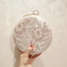 Meloke новые женские вечерние сумки с блестками ручной работы, цветочные круглые сумки для свадебного ужина с цепочкой, Прямая поставка MN1250