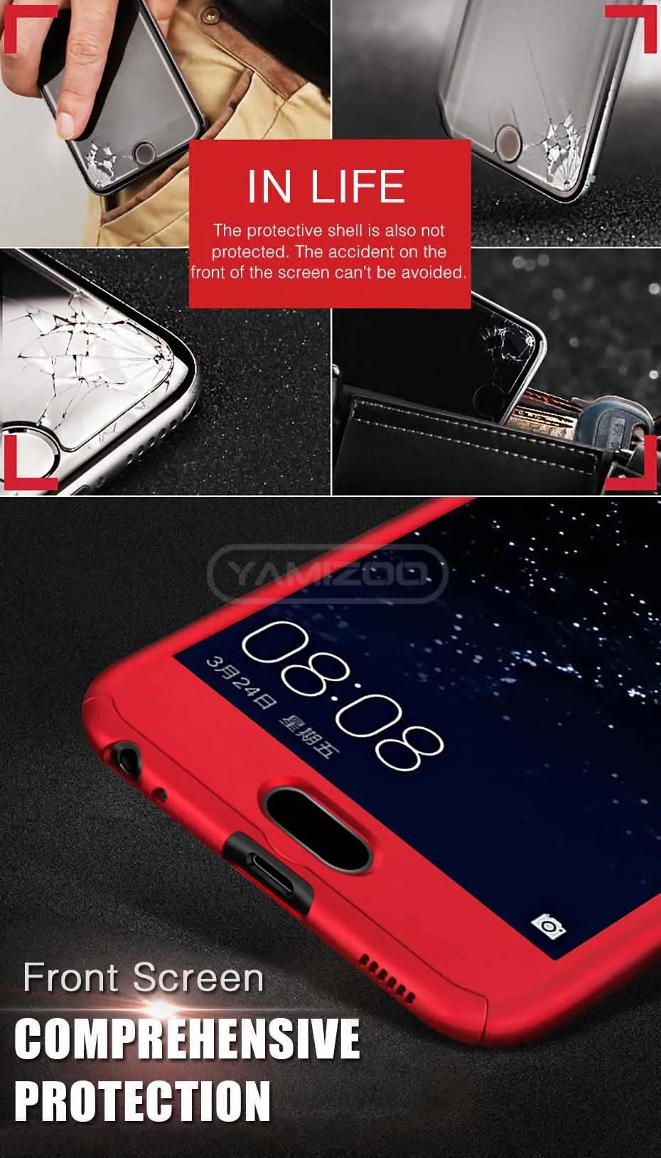 YAMIZOO 360 Full Cover For Huawei P20 P10 Lite Case Luxury Hard Phone Case P10 Plus With Glass Case For Huawei P20 Pro Case On (4)