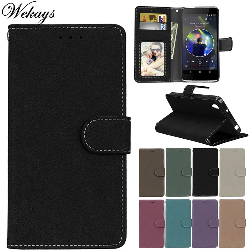 

Wekays For Alcatel Idol 4 Case 6055 Black Business Matte Leather Flip Fundas Case sFor Alcatel One Touch Idol 4 6055K Cover Case