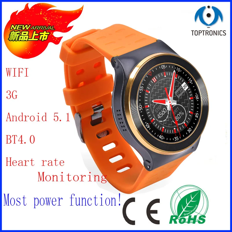 

SmartWatch S99-Android V5.1 smart watch phone Heart rate support 2G 3G NETWORK WCDMA2100/850