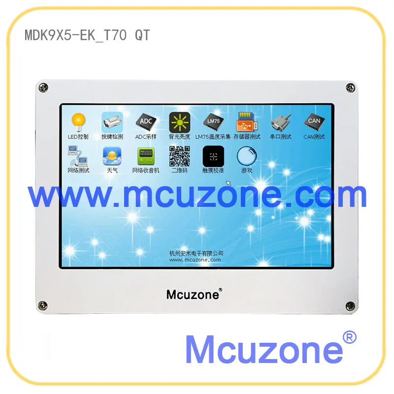 

AT91SAM9G35, MDK9G35-EK_T70 development KIT, QT4 400MHz CPU, 128MB DDR2, Ethernet, USB HighSpeed, 7" 800480 TFT LCD