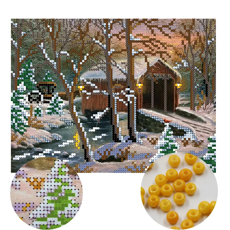 

Needlework,DIY bead Cross stitch,Embroidery stitch winter,women Precise Printed scenic Pattern cross stitching,wall decoration