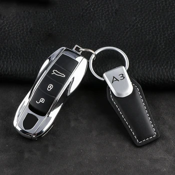 

Fashoin Metal Leather Car Keychain Keyring Key Fobs Key Chain For Audi A3 8P 8V 8L S3 RS3 RS S line Quattro Car Styling