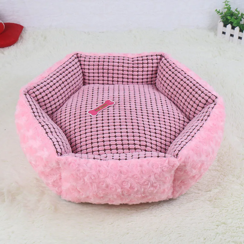 

Pink Dog Bed Kennel Soft Dog Mats Puppy Cat Bed Round Pet House Nest Small Dog Pad Winter Comfortable Warm Pet Cushion
