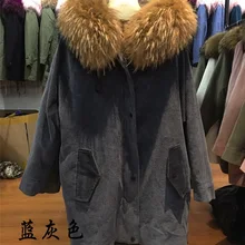 Зима, мужская мода, Воротник из меха енота, Вельветовая ткань, шерстяная подкладка, пальто, одежда Ника, средняя длина, парка, толстовки