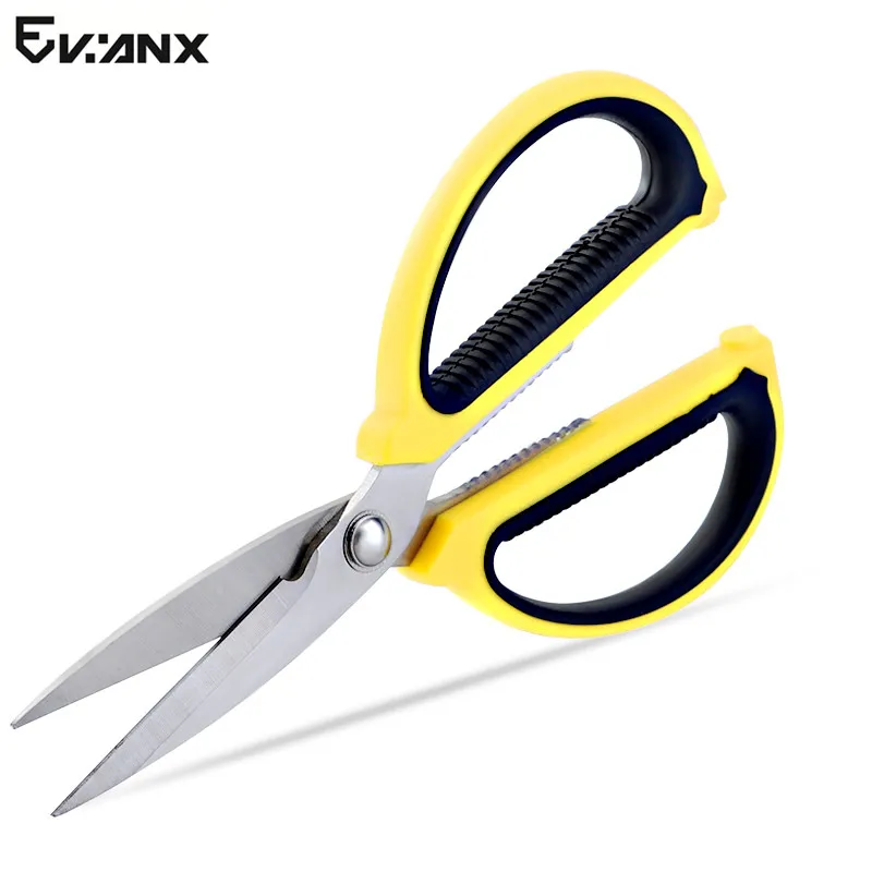 195mm Stainless Steel Scissors Plastic Strong Civilian Shears Cutter Kitchen Scissor For Leather