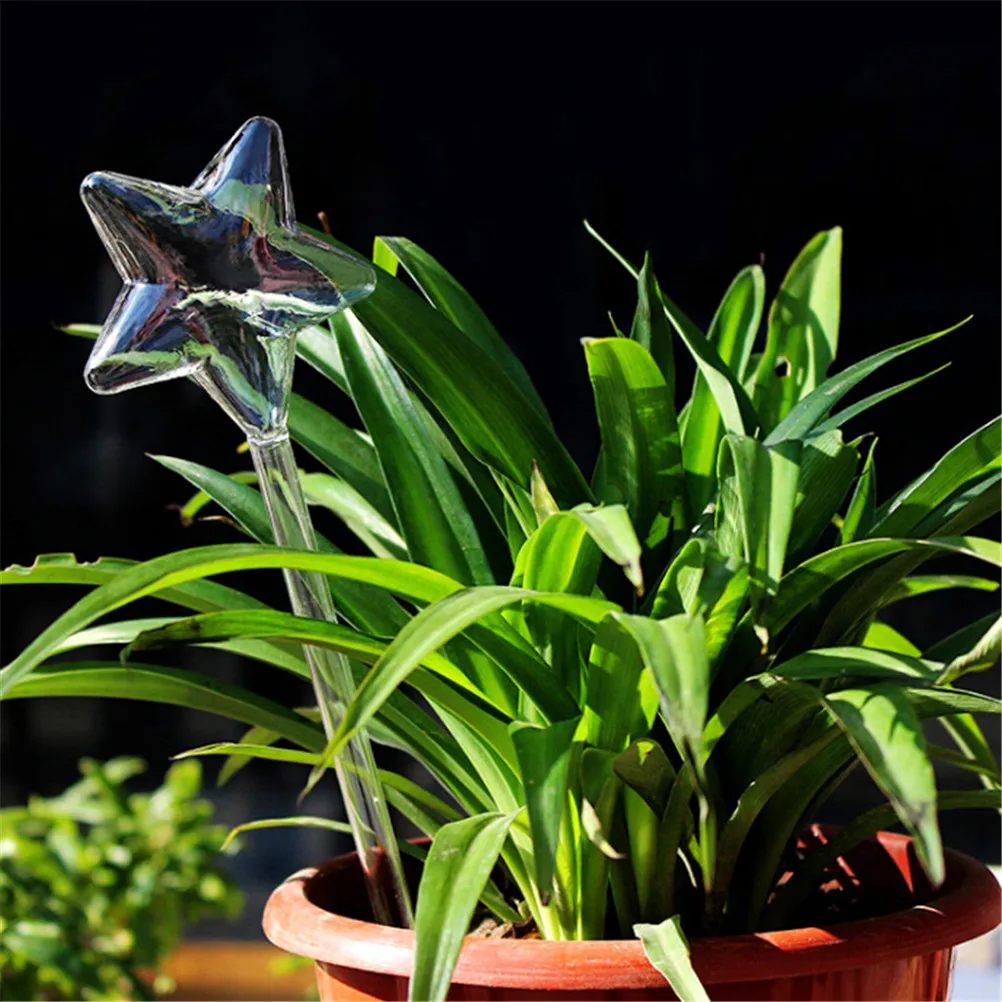 Clear Glass Plant Flower Holiday Watering Spike Stake Bird/Mushroom/Star/Rose/Snail/Owl Shaped Water Feeder New