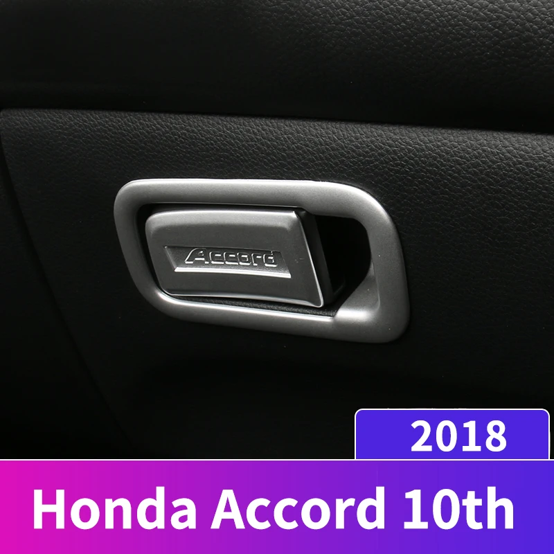 

ABS Chrome Car Glove Box Copilot Storage Switch Handle Frame Sequins Stickers Trim Cover For Honda Accord 10th 2018 Accessories