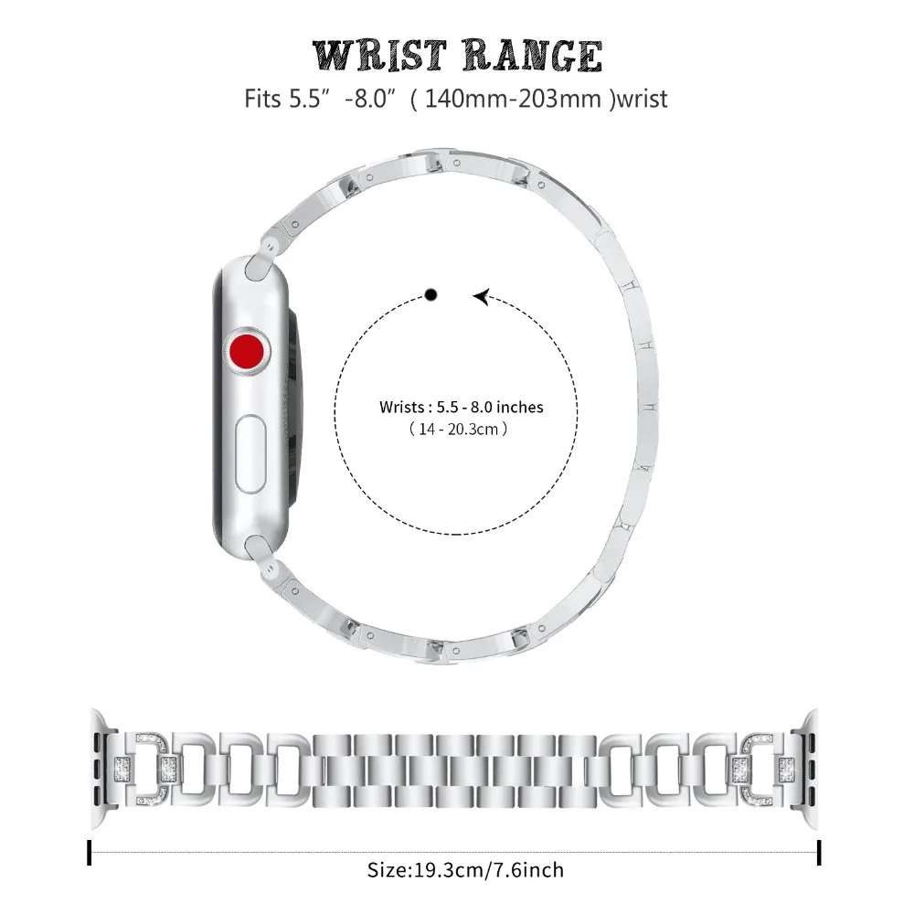 Ремешок Joyozy из нержавеющей стали для Apple Watch, стразы, бриллиантовый ремешок 38 мм, 42 мм, серия для Apple Watch 40 мм, 44 мм, серия 4