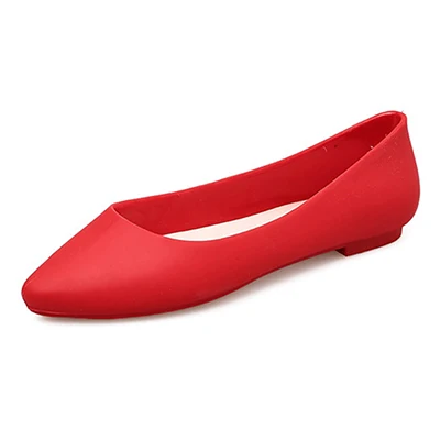 Женские балетки без шнуровки на плоской подошве; классические прозрачные туфли с принтом для удобной ходьбы; Водонепроницаемая Летняя Пляжная разноцветная обувь для дождливой погоды - Цвет: red YMX1007