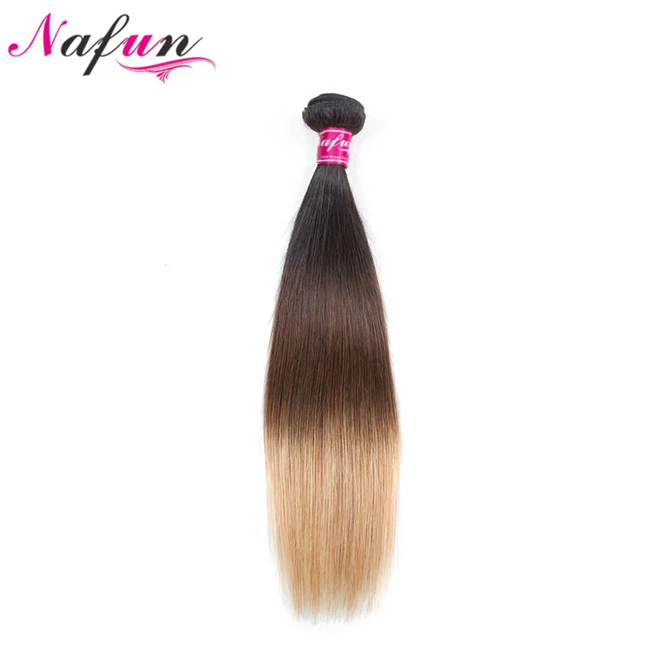 

NAFUN Pre-colored Ombre Hair Weave Black And Blonde 1B/4/27 100% Human Hair Bundles Non Remy Hair Extension Straight Hair Weft