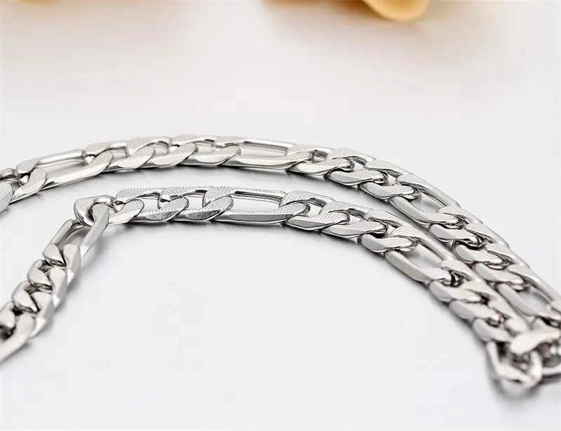 304L Stainless Steel Carve Figaro Chain Long Necklace Men Jewelry Wholesale Link Chain Men Necklace 50cm 60cm 70c Collares Kolye