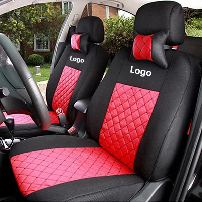 Спереди и сзади) универсальные чехлы сидений автомобиля для Chery Ай ruize A3 Tiggo x1 QQ A5 E3 V5 QQ3 QQ6 QQme A5 bsg E5 авто аксессуары - Название цвета: black with red logo