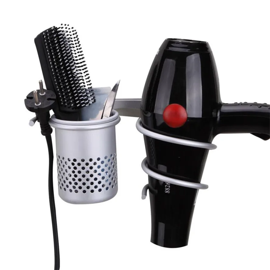 

New Multifunctional Hair Salon Styling Accessory Tool 1PC Wall Hair Dryer Rack Space Aluminum Bathroom Wall Holder Shelf Storage