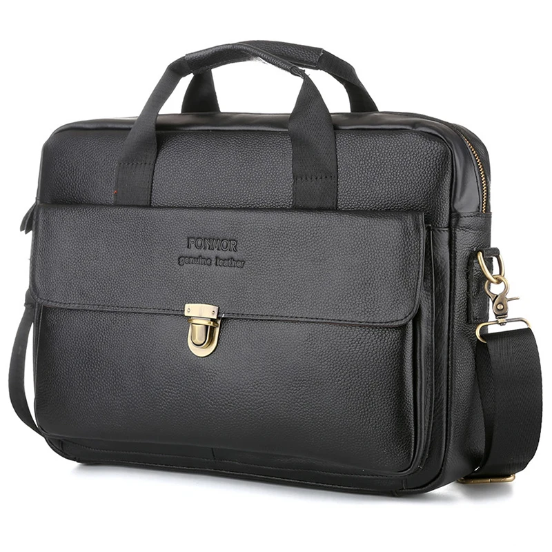 

Portable Business Travel Solid Color High Quality Genuine Leather Handbag Handsome Large Capacity Retro Best Selling Handbag
