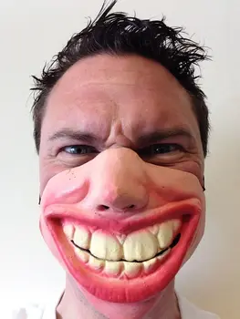 

Funny Half Face Big Teeth Smile Grin Mask Masks Adult Child's Fancy Stag Party
