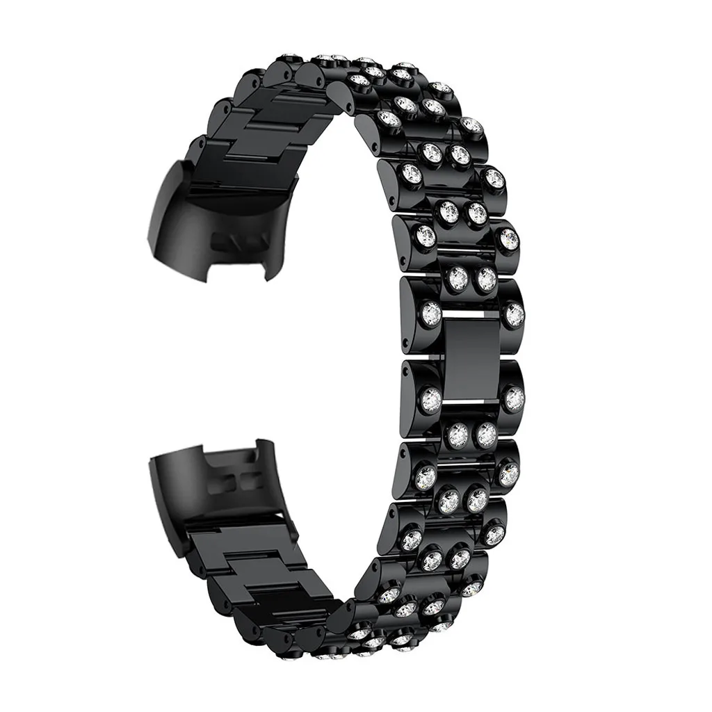 HIPERDEAL соединитель из нержавеющей стали кристалл браслет 135-208 мм Смарт часы ремешок для Fitbit Charge 3 19Feb14 - Цвет: A