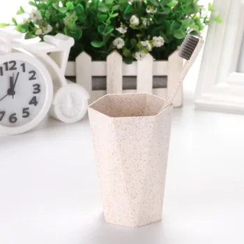 

Wheat Straw Mouth Cleaning Cup Solid Color Geometric Travel Home Teeth Brushing Water Cup