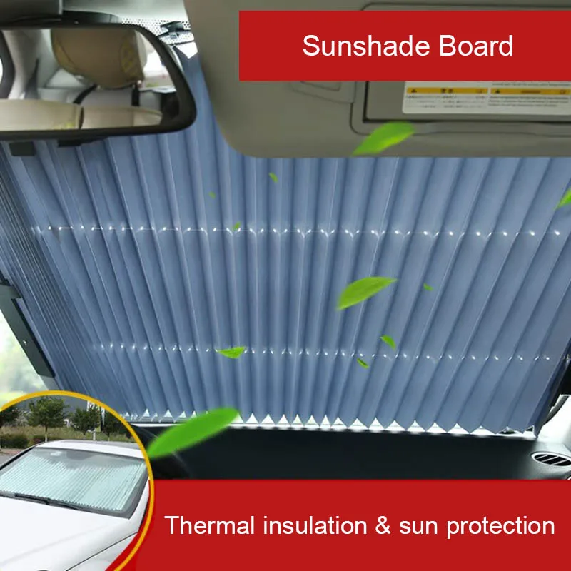 

Car Retractable Curtain with UV Protection Front Windshield Visor Auto Shade Block Cover NR-shipping