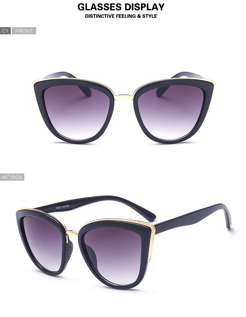 MADELINY кошачий глаз солнцезащитные очки женские брендовые дизайнерские винтажные очки с градиентными линзами ретро в форме кошачьих глаз солнцезащитные очки без оправы UV400 MA040