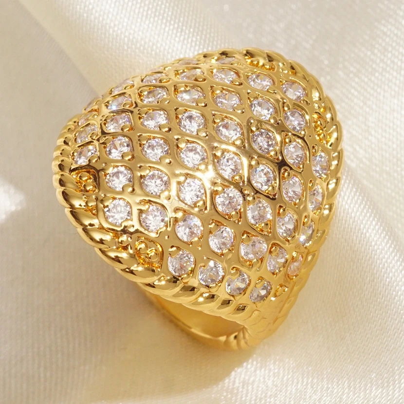 

Arch design wholesale gold filled ring Austria crystal zircon rhinestone rings Christmas gift for women wedding jewelry new