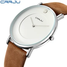Супер тонкие кварцевые повседневные наручные часы бизнес CRRJU Лидирующий бренд натуральная кожа аналоговые спортивные часы мужские Relogio Masculino