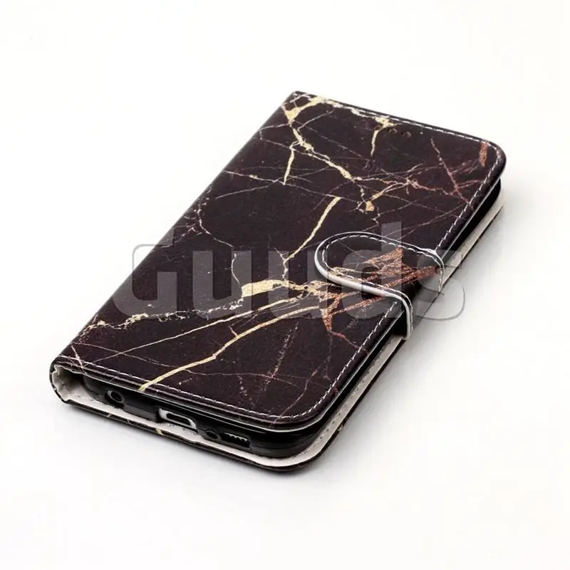 Black Gold Marble PU Leather Wallet Case for Samsung Galaxy S6 Edge G925