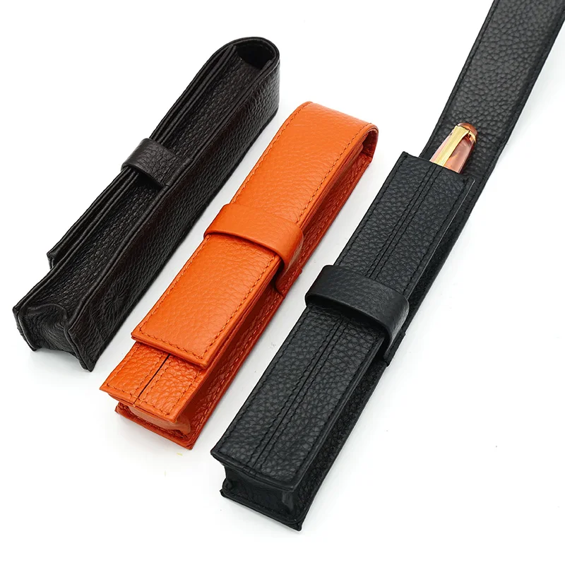 

Wancher Genuine Leather Fountain Pen Case Cowhide Single Pen Holder Pouch Sleeve Pen bag