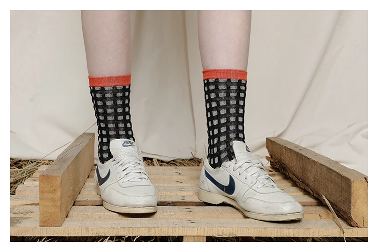 Harajuku дизайн игривая комбинация 5 пар в партии женские хлопковые носки гофрированные решетки для лета, осени, зимы, весны