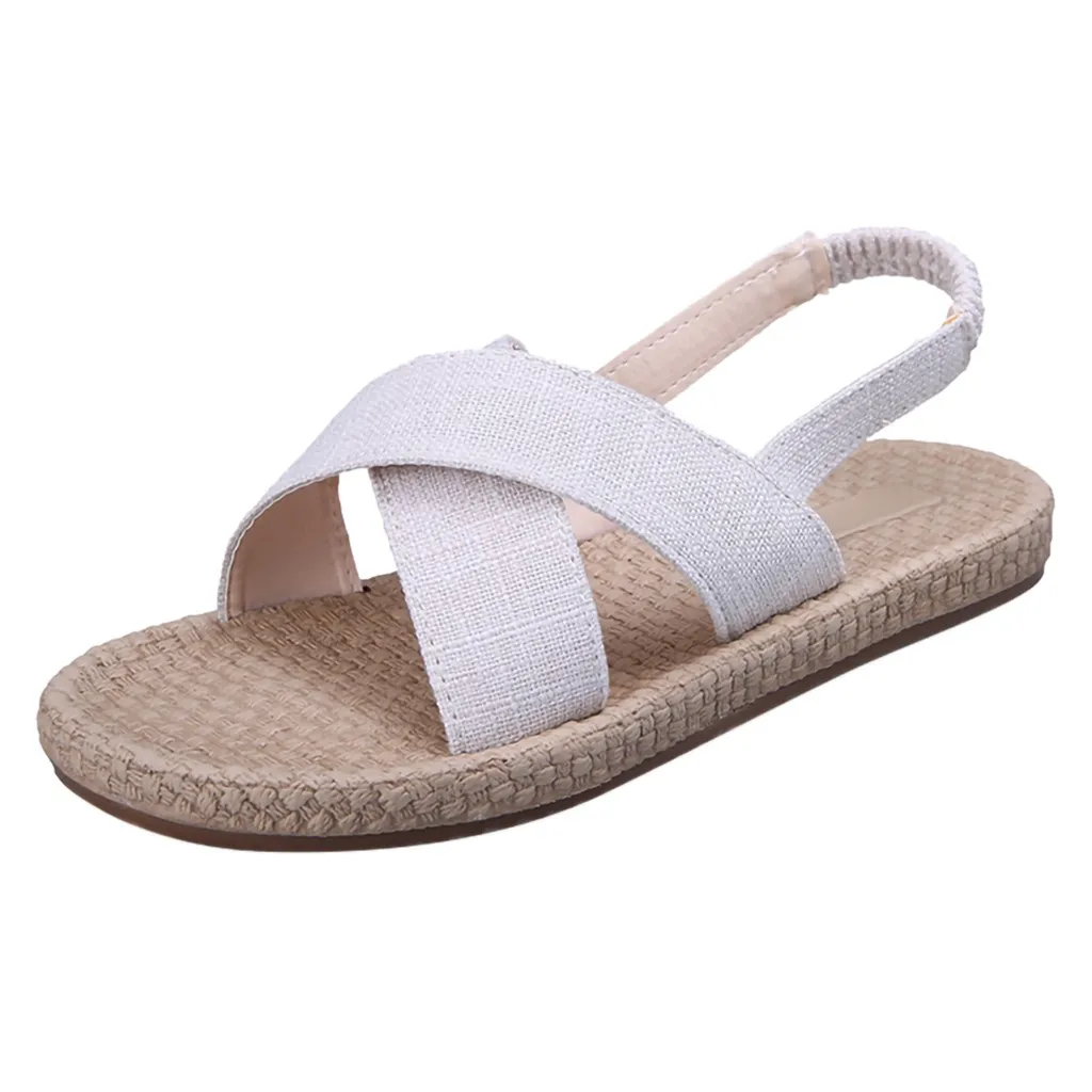 

CHAMSGEND Hot Women's Bohemian Open Toe Sandals Summer Flat Cross Set Feet Seaside Resort Beach Slippers